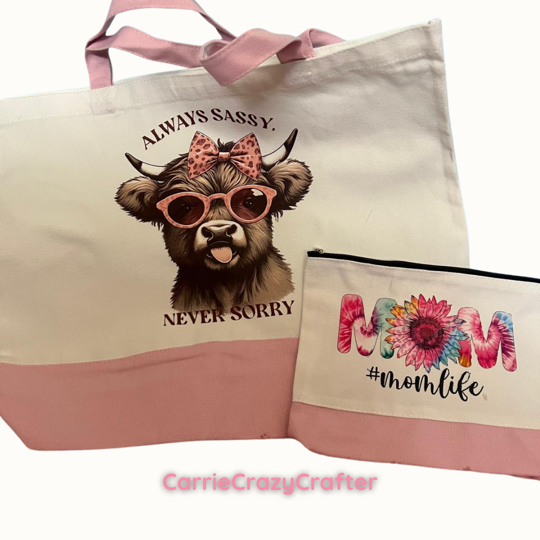 Printed Canvas Bag + Matching Make Up Bag