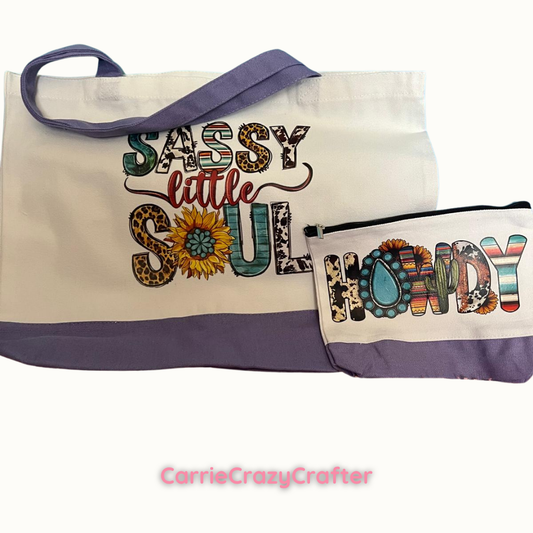 Printed Canvas Bag + Matching Make Up Bag
