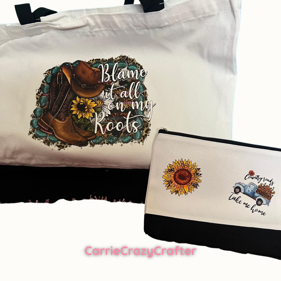 Printed Canvas Bag + Matching Make Up Bag