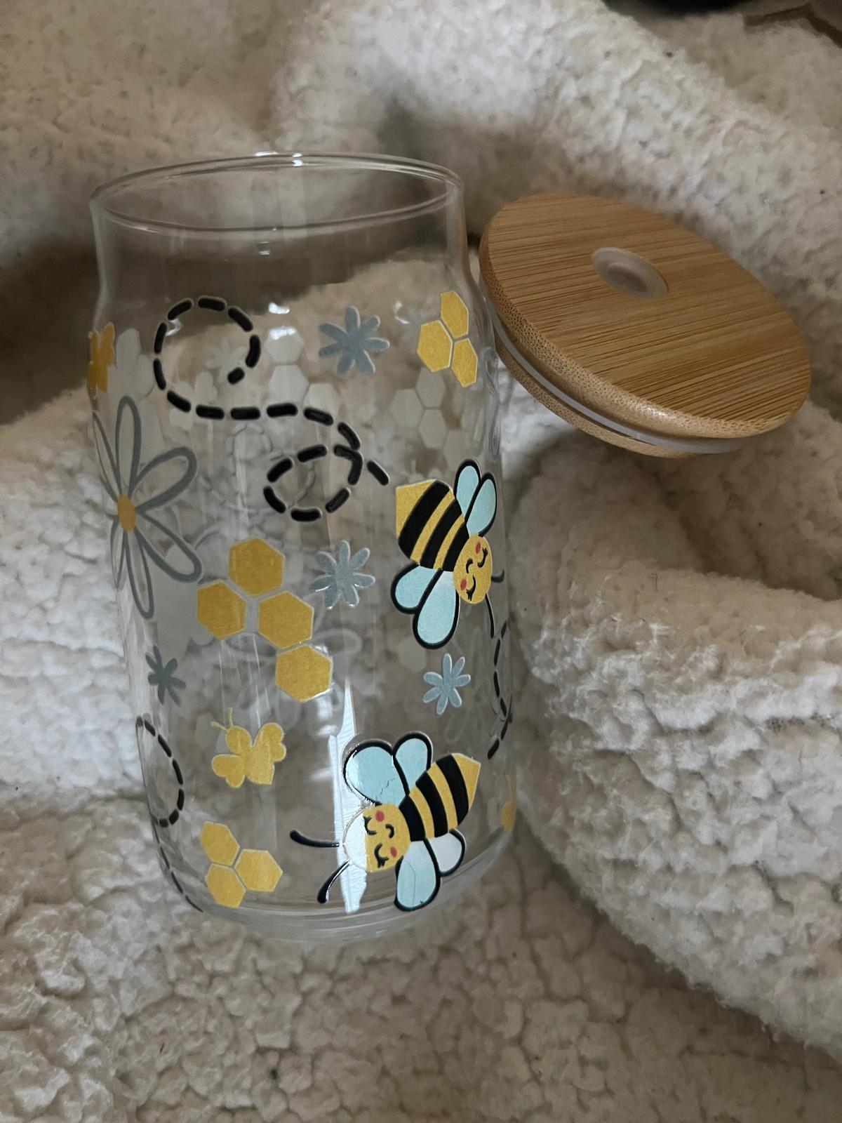 Glass Cups with Wood Lid - 8oz