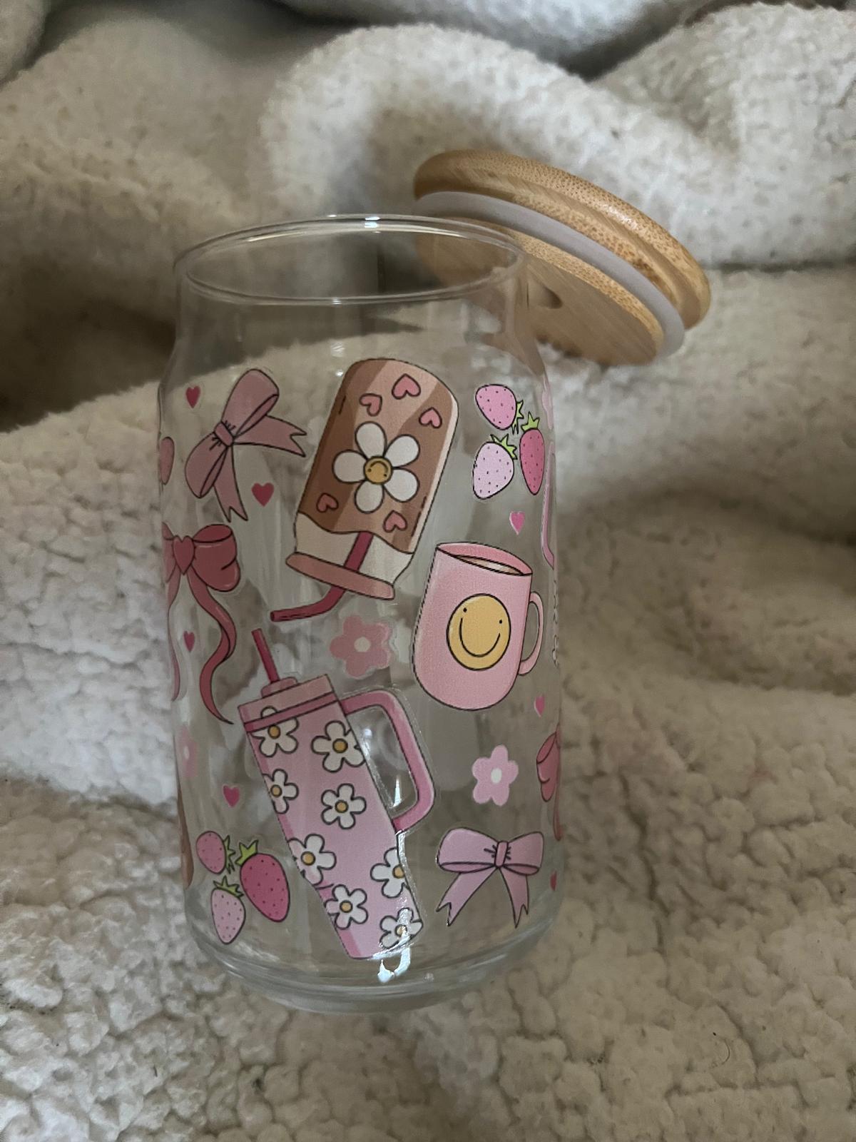 Glass Cups with Wood Lid - 8oz
