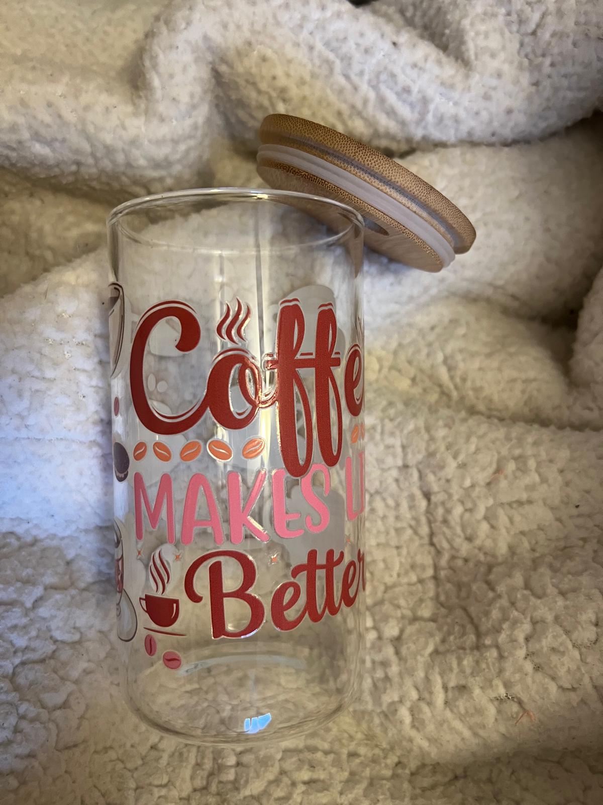 Glass Cups with Wood Lid - 8oz