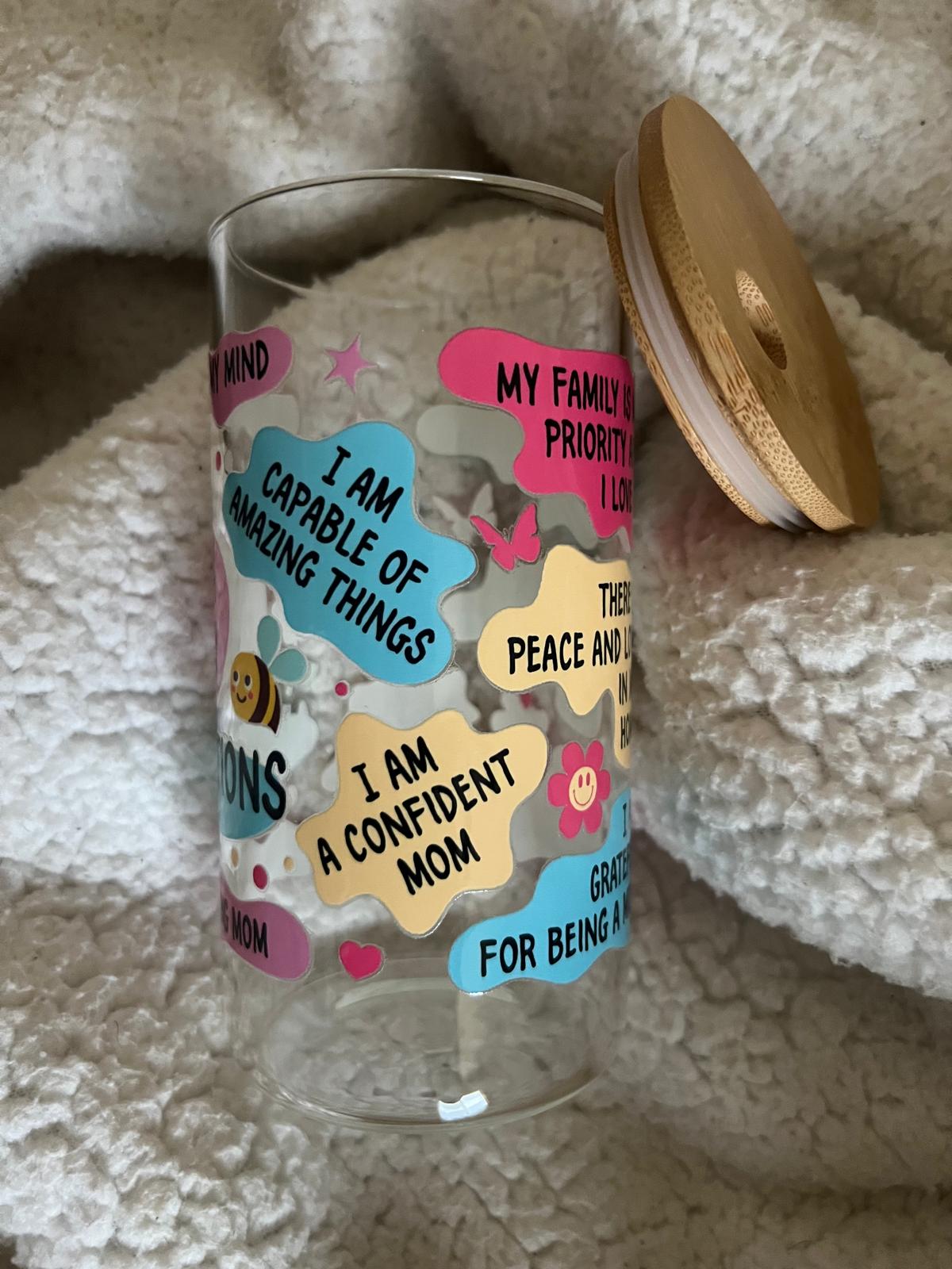 Glass Cups with Wood Lid - 8oz