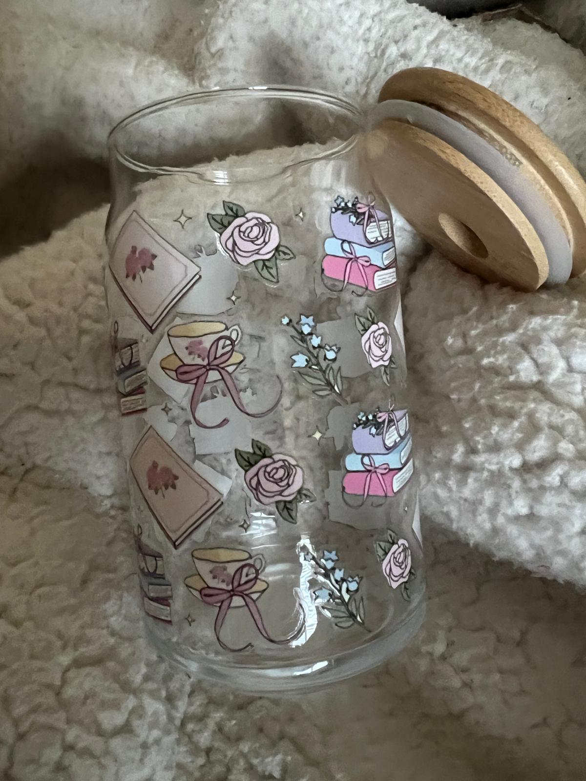 Glass Cups with Wood Lid - 8oz