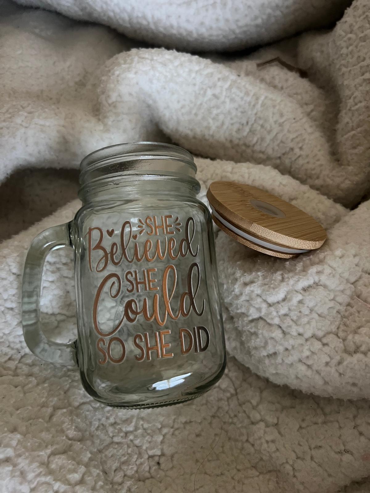 Glass Cups with Wood Lid - 8oz