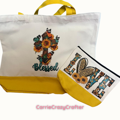 Printed Canvas Bag + Matching Make Up Bag