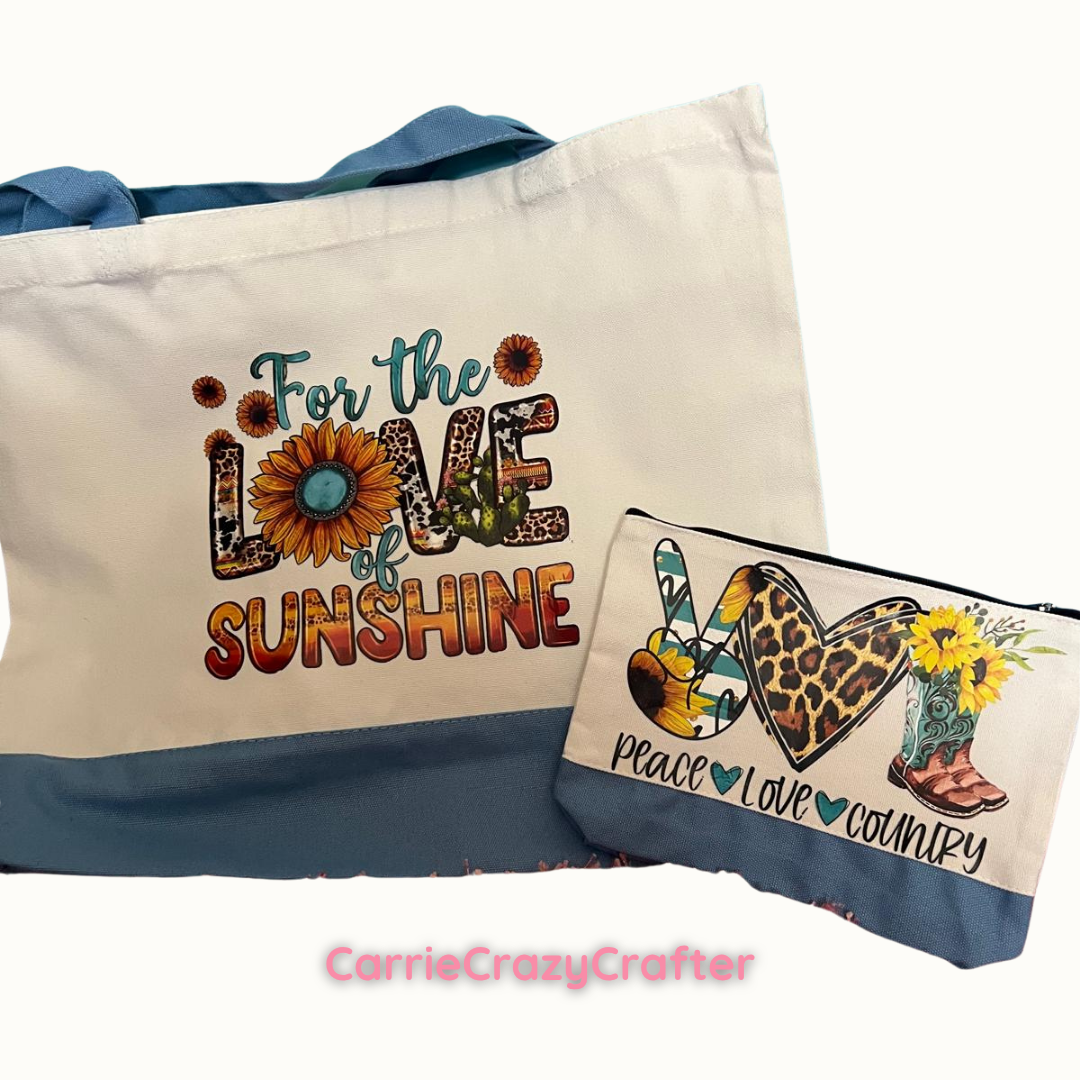 Printed Canvas Bag + Matching Make Up Bag