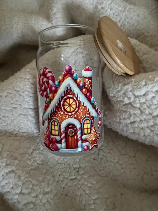 Glass Cups with Wood Lid - 8oz